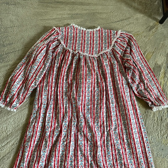 LANZ OF SALZBURG long maxi Nightgown Red white Hearts holiday cotton medium - Picture 9 of 9